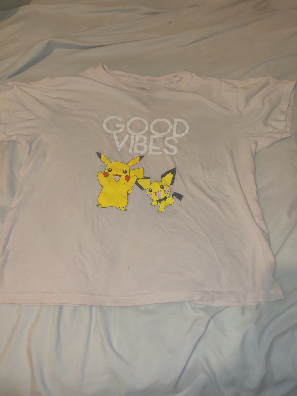 Official Pokemon Pikachu Good Vibes Pink Crop Top Shirt Graphic Tee XXL